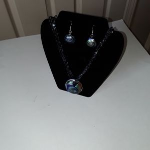 Fashionable necklace and matching earring set.